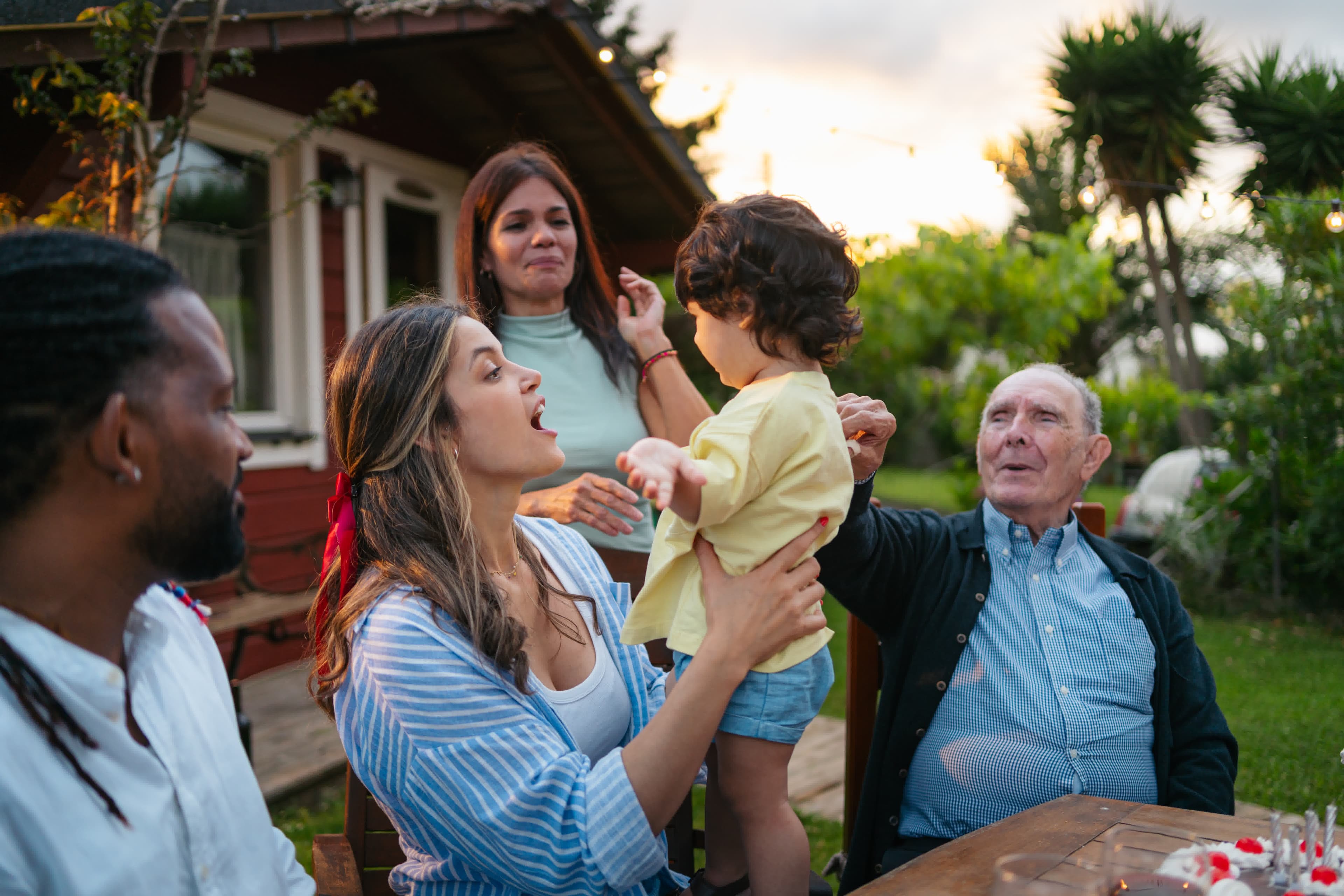 A multi-generational California family together, representing down payment gift funds from relatives