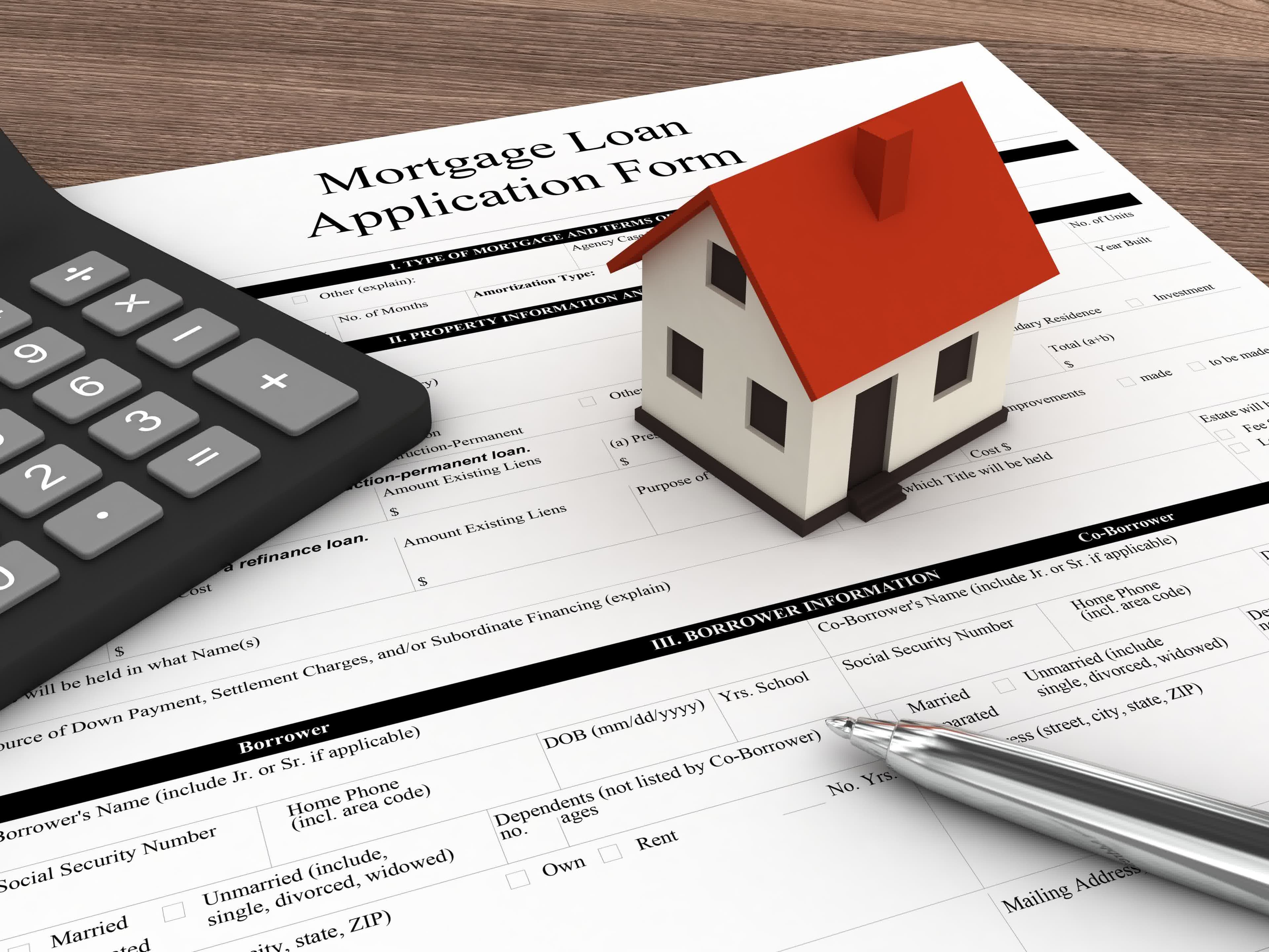 A mortgage application with a calculator for a bank statement loan
