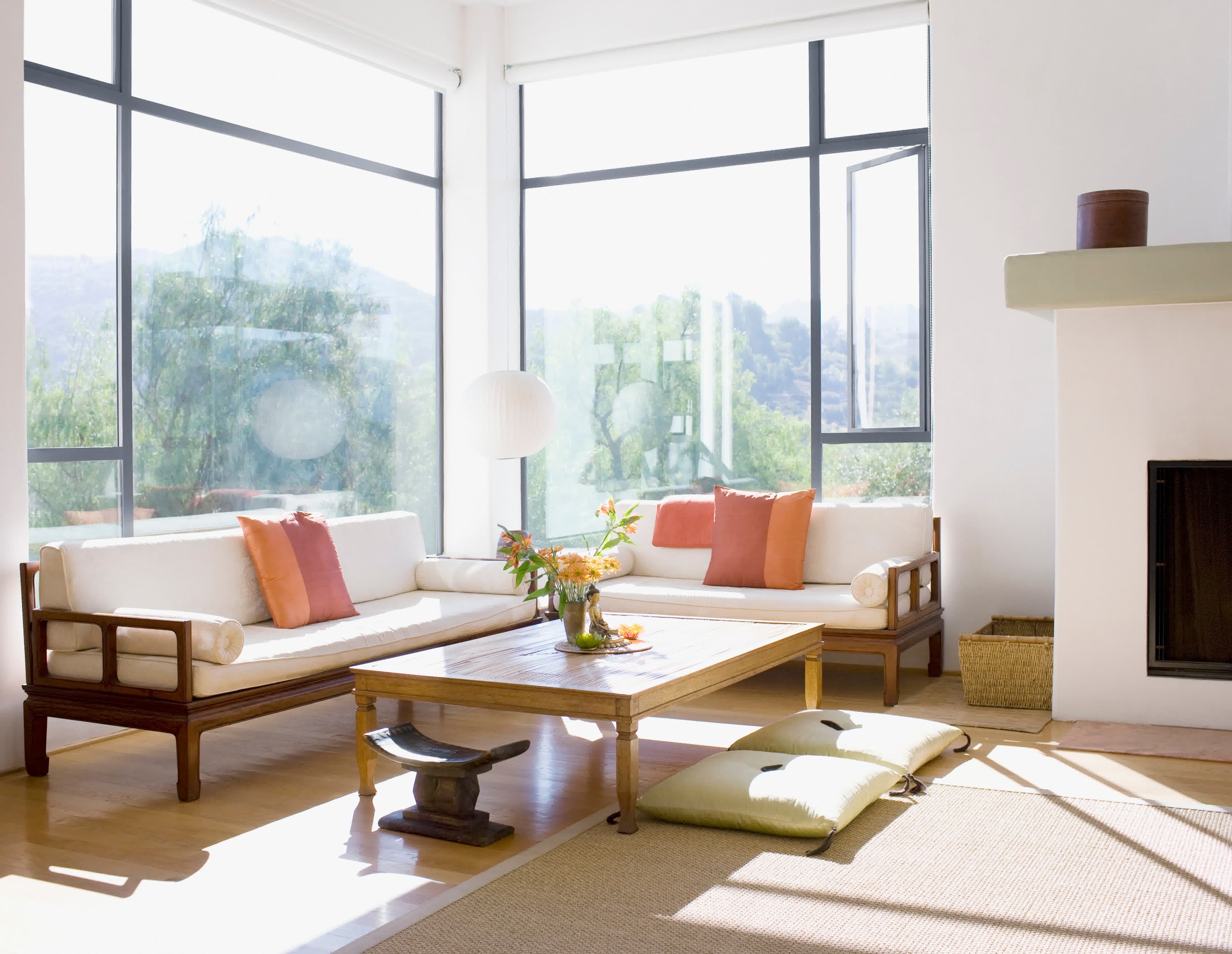 A bright modern living room in a California home refinanced with a rate-and-term loan